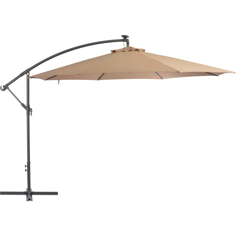 

Sombrilla voladiza luces LED y poste de metal 350 cm gris topo