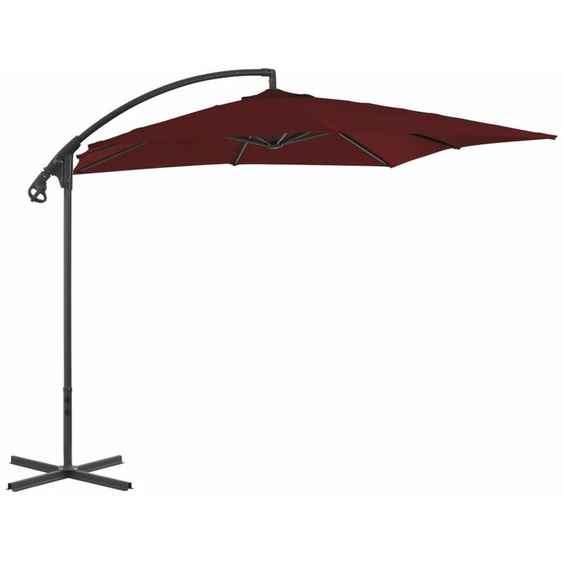 

Sombrilla voladiza poste de acero color vino tinto 250x250 cm