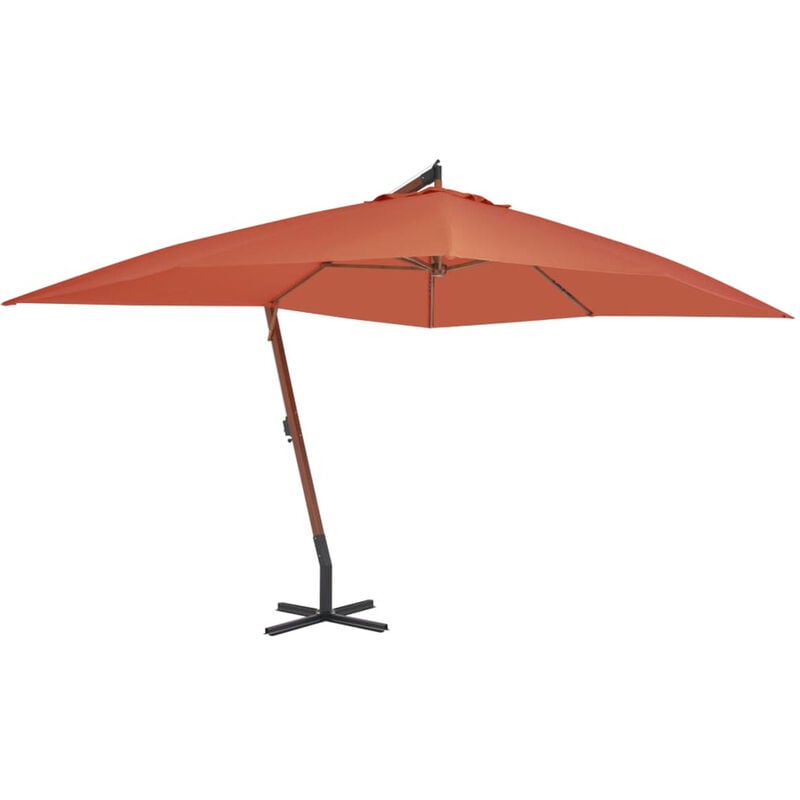 

Sombrilla voladiza poste de madera 400x300 cm terracota
