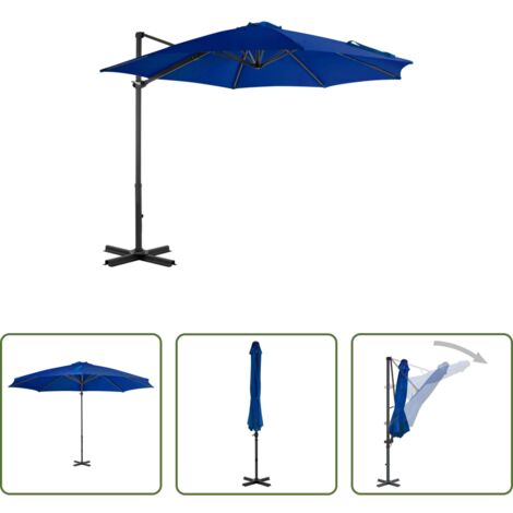 Sombrilla voladiza -  Sombrilla de jardín voladiza poste aluminio azul azure 300 cm