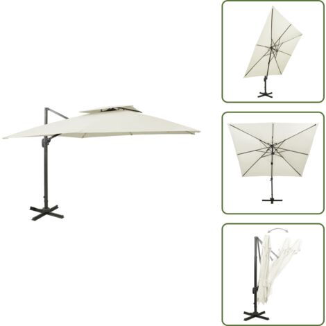 Sombrilla voladiza - vidaXL Sombrilla de jardín voladiza con doble techo 300x300 cm Arena - Sombrilla con ventilación