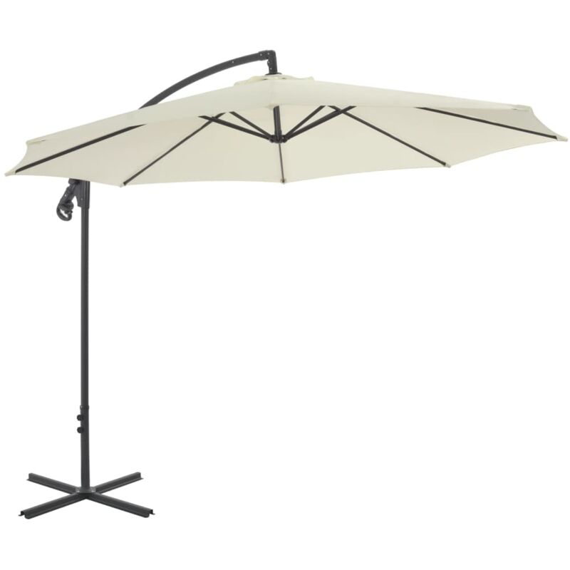 

vidaXL Sombrilla voladiza con poste de acero 300 cm arena - Beige