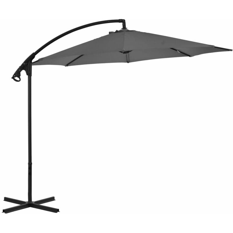 

vidaXL Sombrilla voladiza con poste de acero 300 cm antracita - Antracita