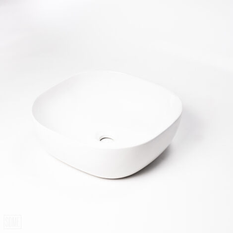 Some Lavabo à poser BT2007 - 425x425 mm - Blanc brillant - Design moderne - Facile à nettoyer
