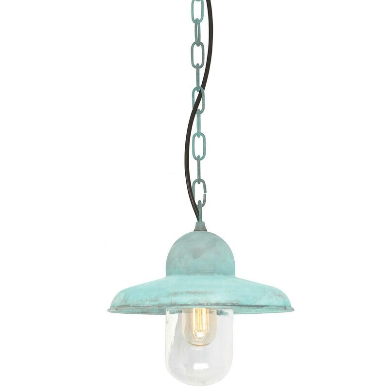 Elstead Lighting - Elstead Somerton - 1 Light Outdoor Ceiling Chain Lantern Verdigris IP44, E27