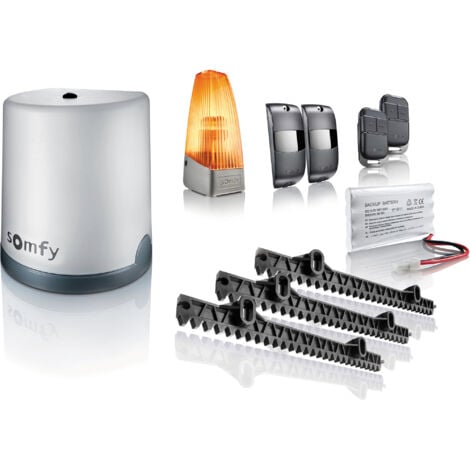 SOMFY 1241524 - Motorisation de portail coulissant Freevia Essential RTS - Livrée avec 2 télécommandes Keypop, feu clignotant, 4m de crémaillère et batterie de secours - Compatible app TaHoma