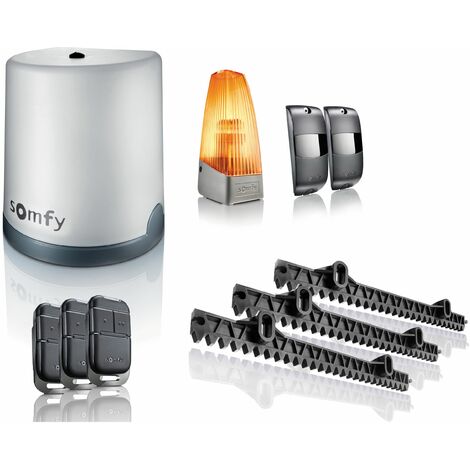 SOMFY 1241528 - Motorisation de portail coulissant Freevia Essential RTS - Livrée avec 3 télécommandes Keypop, feu clignotant, photocellules, et 4m de crémaillère - Compatible app TaHoma