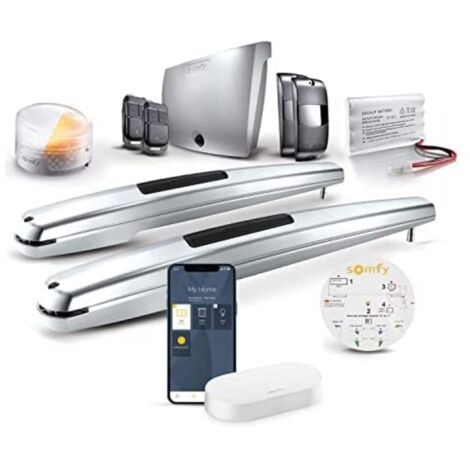 somfy 1241957 Pacchetto di Motorizzazione Exavia Star Connect per Cancelli a Battente con Connectivity Kit, per Ante, Altezza Massima di 2m, Larghezza di 2.5m, Compatibile con Google Assistant, grigio