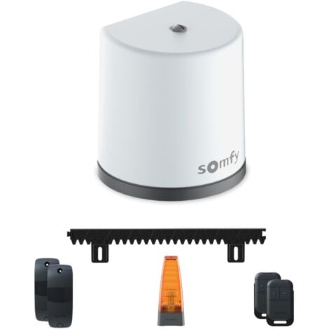 SOMFY 1246277 - Motorisation de portail coulissant Freevia Essential RTS - Livrée avec 2 télécommandes Keypop, feu clignotant, et 4m de crémaillère - Compatible app TaHoma