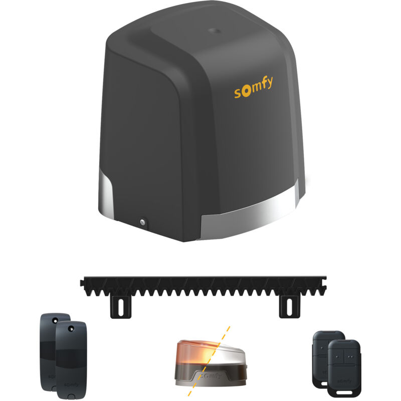 1246281 - Motorisation pour portail coulissant Slidymoove 300 - Avec 2 télécommandes Keypop, 4 mètres de crémaillère, 1 feu clignotant et 2 cellules