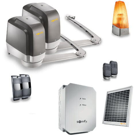 SOMFY 1246307 - Motorisation de portail battant à bras Lockyvia Essential Solaire - Pas de tranchée à prévoir - Autonome en énergie
