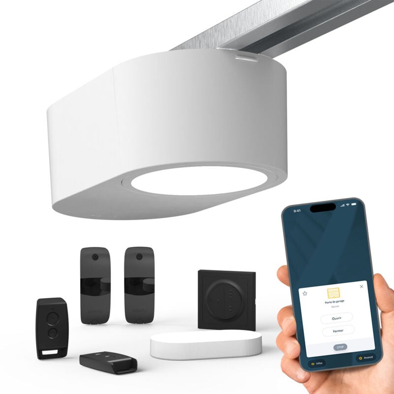 1246362 - Motorisation porte de garage Serenia 1100 io Connect - Pilotable à distance avec smartphone et assistants vocaux - Pour portes de garage