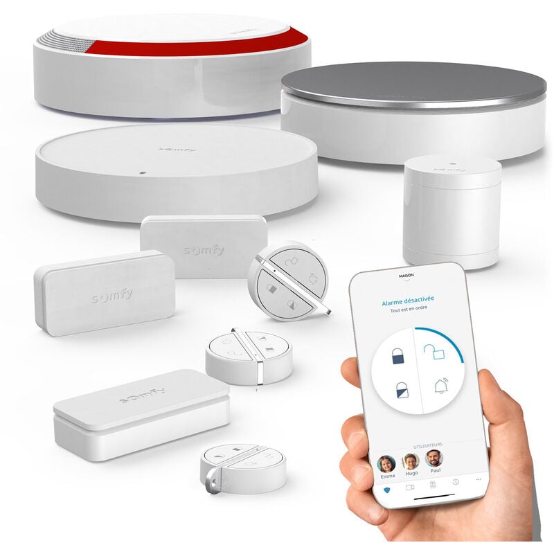 Somfy - 1875281 - Home Alarm Essential Plus - Alarme maison sans fil connectée Protect - Compatible avec Alexa, l'Assistant Google et TaHoma (switch)