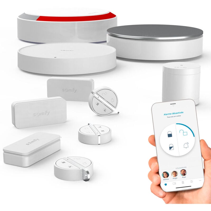 1875281 - Home Alarm Essential Plus - Alarme maison sans fil connectée Protect - Compatible avec Alexa, l'Assistant Google et TaHoma (switch) - Somfy