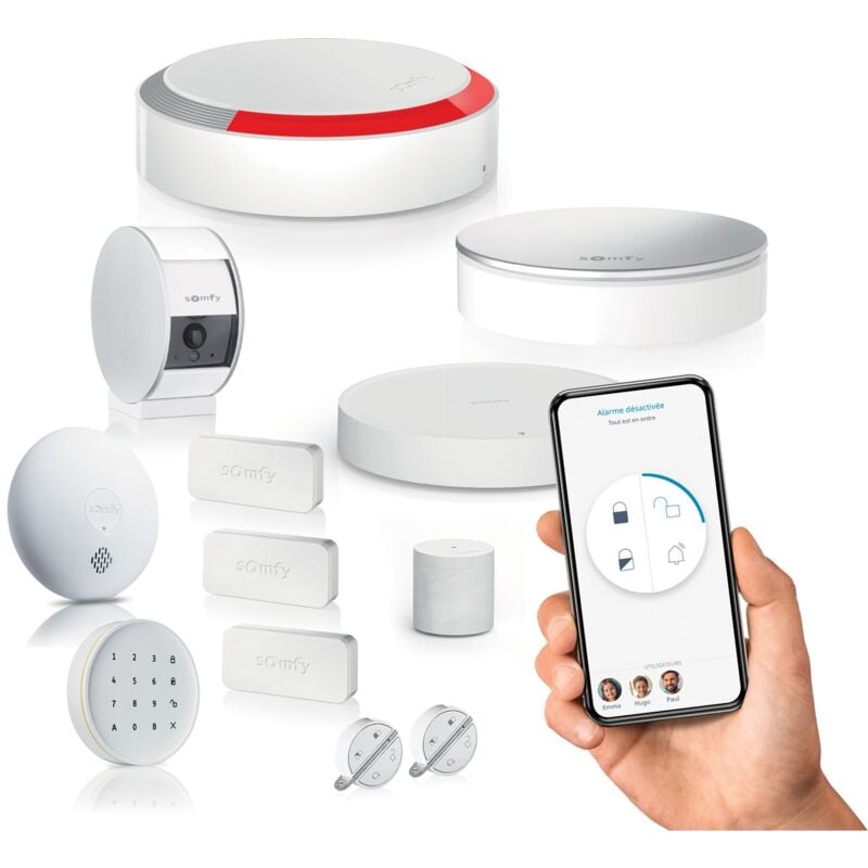 SOMFY 1875322 - Home Alarm Essential - Pack sécurité vidéo - Alarme Maison sans Fil Connecté Wifi - Caméra de surveillance intérieure - Blanc