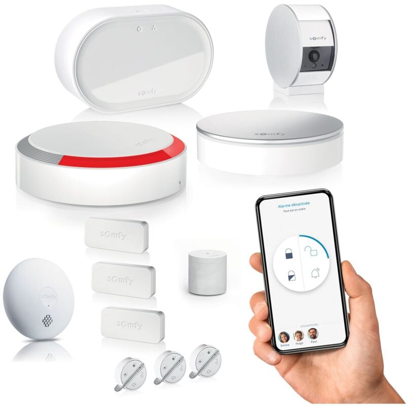 1875323 - Home Alarm Advanced - Pack sécurité vidéo - Alarme Maison sans Fil Connecté Wifi - Module gsm - Caméra de surveillance intérieure - Somfy