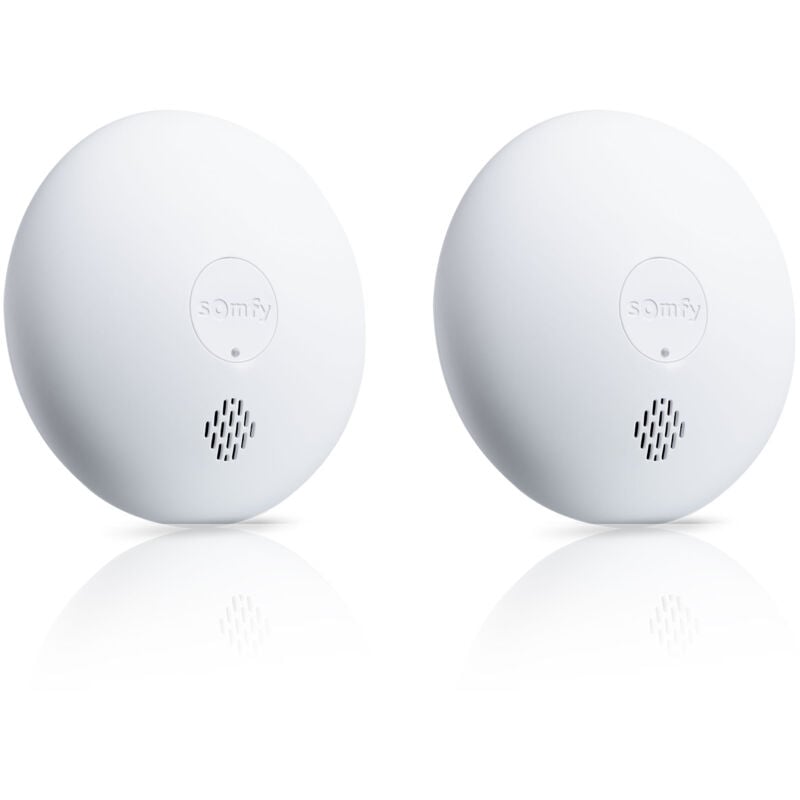 1875324 - Lot de 2 détecteurs de fumée - Sirène 85dB - Compatible Home Alarm (Advanced, Essential), et One (+) - Blanc - Somfy