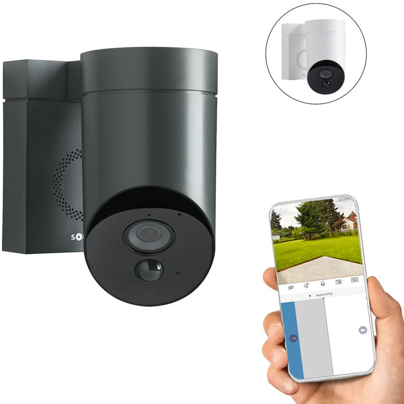 1875326 - Outdoor Camera grise 2 - Caméra de surveillance extérieure wifi - 1080p Full hd - Sirène 110 dB - Branchement possible sur luminaire