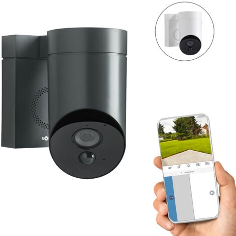 SOMFY 1875326 - Outdoor Camera grise 2 - Caméra de surveillance extérieure wifi - 1080p Full HD - Sirène 110 dB - Branchement possible sur luminaire existant