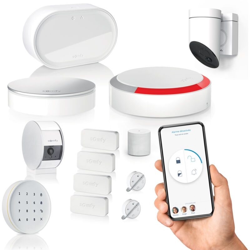 1875347 - Home Alarm Advanced - Pack video plus - Alarme Maison gsm sans Fil Connecté Wifi - Caméras de surveillance extérieure et intérieure - Somfy