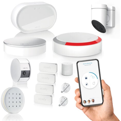 SOMFY 1875347 - Home Alarm Advanced - Pack video plus - Alarme Maison GSM sans Fil Connecté Wifi - Caméras de surveillance extérieure et intérieure