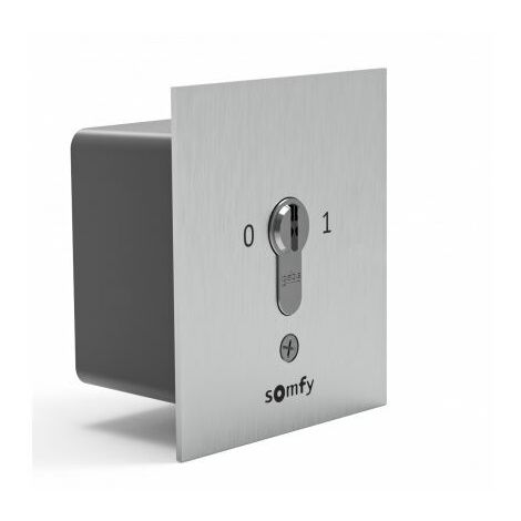 Somfy – Contacteur à clé universel encastré fixe impulsionnel mixte – Pour portails et volets roulants – Boîtier métallique laqué – Facile à installer