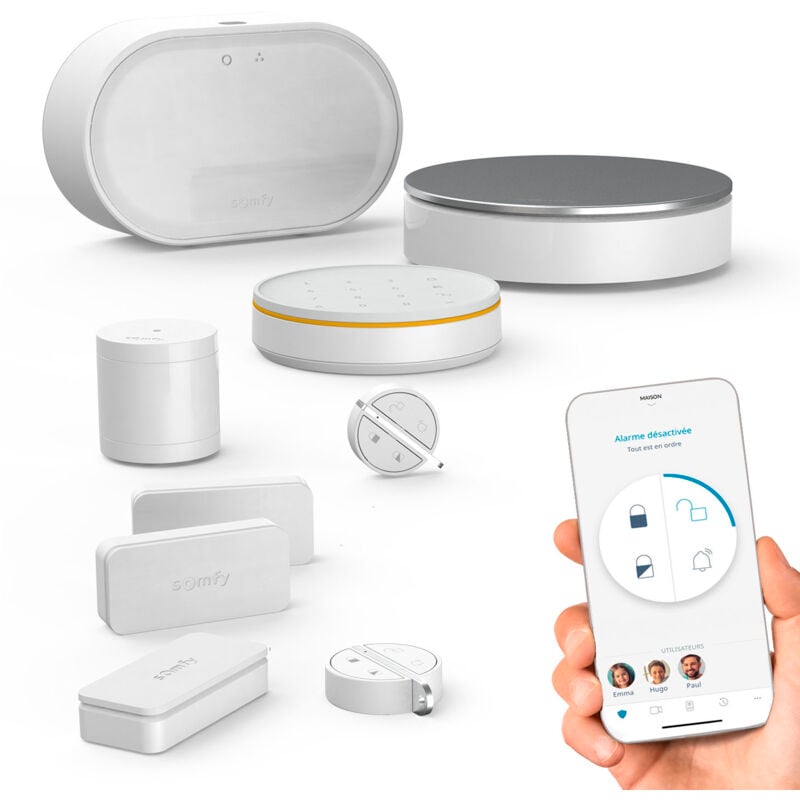 1875259 - Home Alarm Advanced - Alarme maison sans fil connectée - Module gsm - Compatible avec Alexa, l'Assistant Google et TaHoma (switch) - Somfy