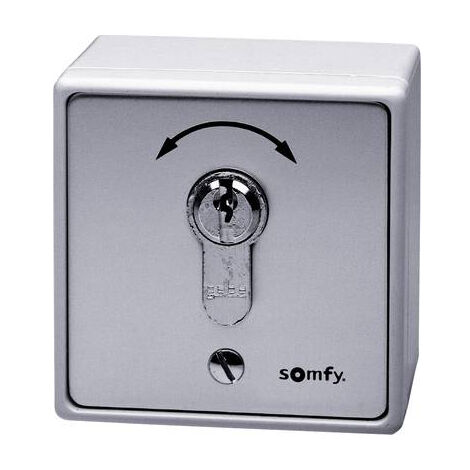 Somfy – Interrupteur à clé pour motorisation de portail encastré – Montage apparent – Boîtier plastique 2 pôles – Installation sur crépi