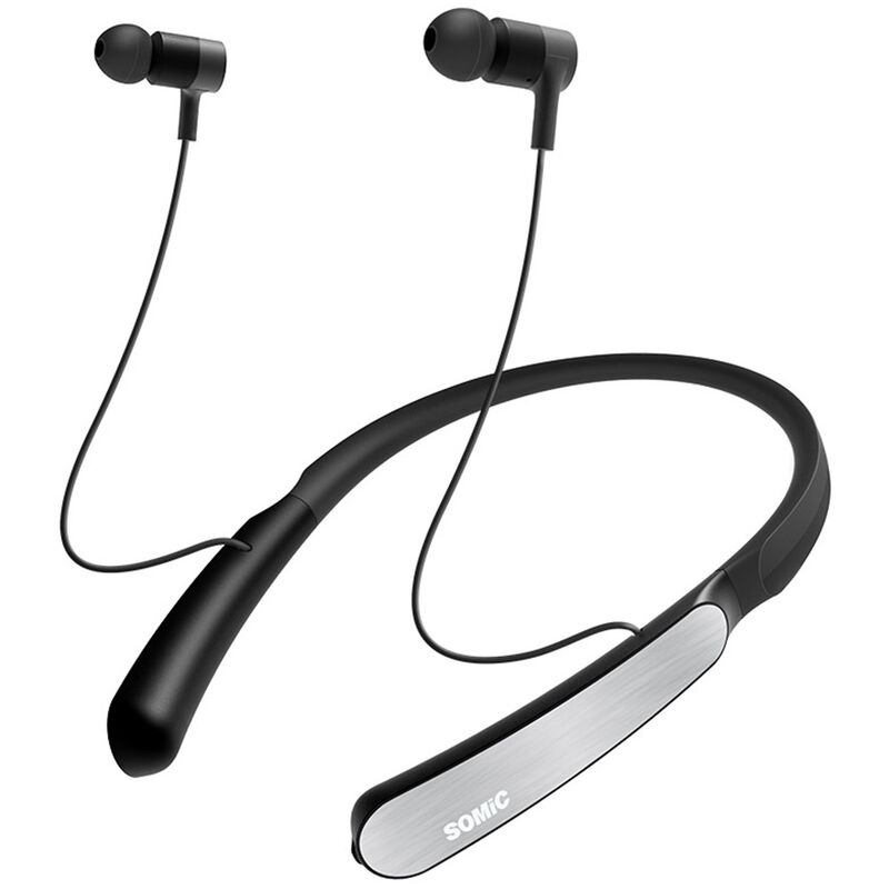 

SC1000 Auriculares deportivos inalambricos BT con unidad de bobina dinamica Reduccion de ruido ANC Diseno ergonomico en la oreja, Negro - Somic