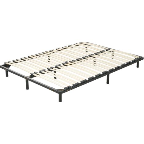 Somier de láminas independiente 160 x 200 cm con patas estructura de metal 48 listones de madera Combourg