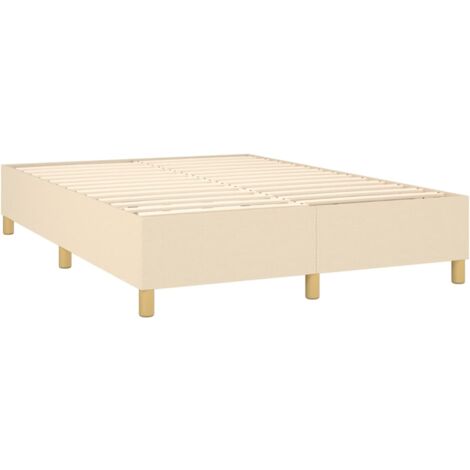 Somier de láminas sobre patas estructura de cama 140x200 cm tela crema TDL0207264
