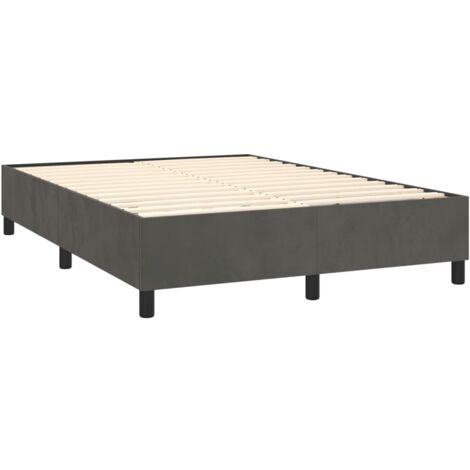 Somier de láminas sobre patas estructura de cama 140x200 cm tela terciopelo gris oscuro TDL0207129
