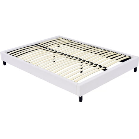 Somier de láminas tapizado - 140 x 190 cm - 20 láminas - Blanco