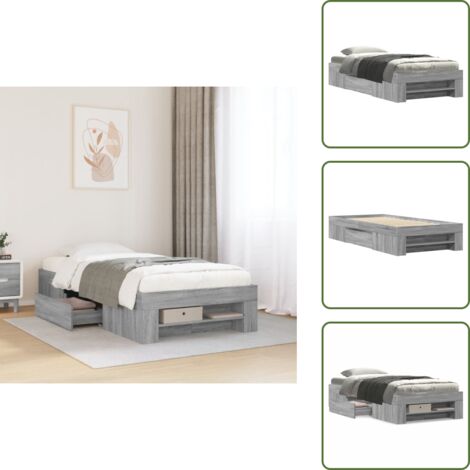 Somier de láminas - vidaXL Estructura de cama madera de ingeniería gris Sonoma 75x190 cm - Cama gris Sonoma