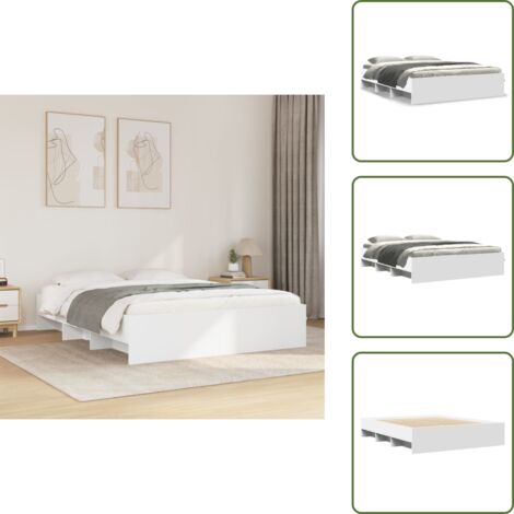 Somier de láminas - vidaXL Estructura de cama sin colchón blanca 160x200 cm - Almacenamiento en cama