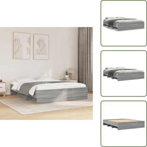 Somier de láminas - vidaXL Estructura de cama sin colchón gris Sonoma 160x200 cm - Almacenamiento en cama