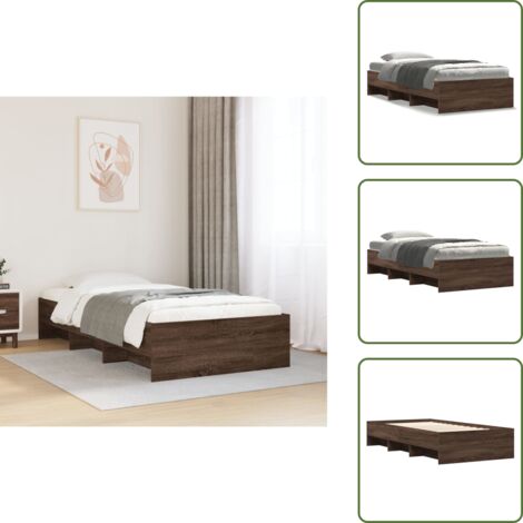 Somier de láminas - vidaXL Estructura de cama sin colchón madera marrón roble 100x200 cm - Almacenamiento en cama