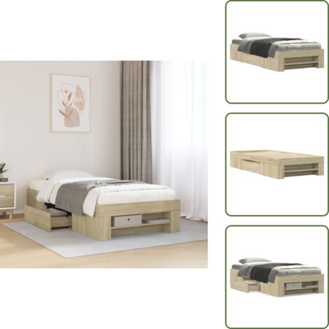 Somier de láminas - vidaXL Estructura de cama sin colchón madera roble Sonoma 100x200 cm - Cama de madera