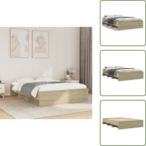 Somier de láminas - vidaXL Estructura de cama sin colchón madera roble Sonoma 140x200 cm - Almacenamiento en cama