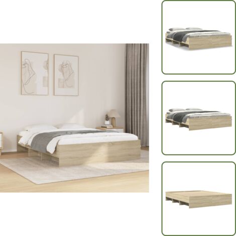 Somier de láminas - vidaXL Estructura de cama sin colchón madera roble Sonoma 150x200 cm - Almacenamiento en cama