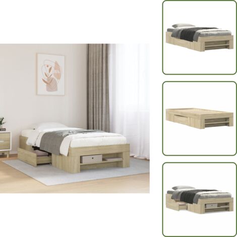Somier de láminas - vidaXL Estructura de cama sin colchón madera roble Sonoma 75x190 cm - Cama de madera