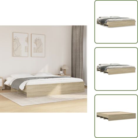 Somier de láminas - vidaXL Estructura de cama sin colchón roble Sonoma 180x200 cm - Almacenamiento en cama