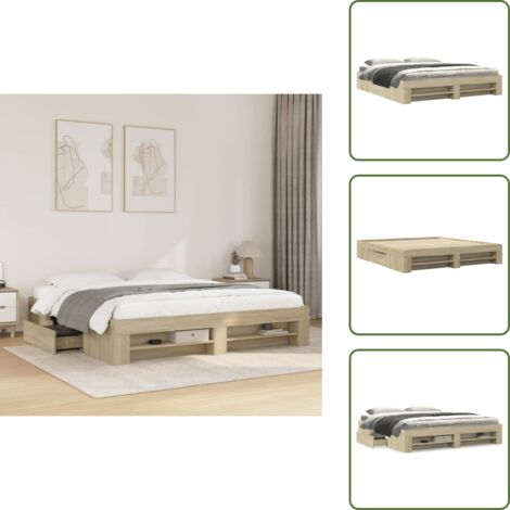 Somier de láminas - vidaXL Estructura de cama sin colchón roble Sonoma 180x200 cm - Cama de madera
