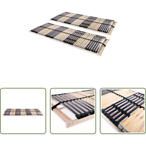 Somier de madera -  Somieres de láminas con 42 listones 7 zonas 2 uds 90x200 cm