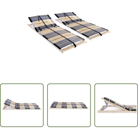 Somier de madera -  Somieres de láminas con 42 listones 7 zonas 2 uds 90x200 cm