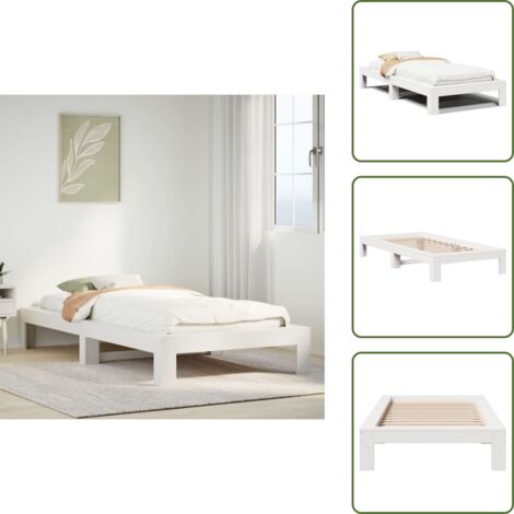 Somier de madera - vidaXL Estructura de cama sin colchón madera maciza blanca 75x190 cm - Cama de pino