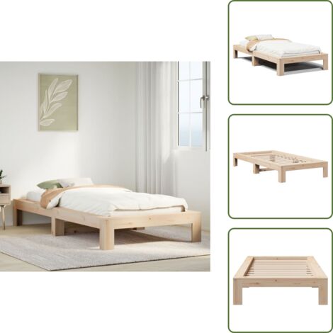 Somier de madera - vidaXL Estructura de cama sin colchón madera maciza de pino 90x190 cm - Cama de pino