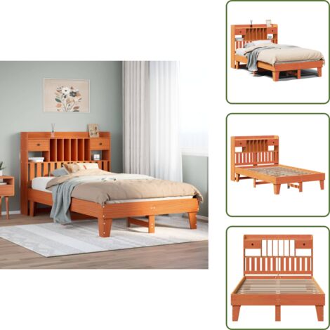 Somier de madera - vidaXL Estructura de cama sin colchón madera maciza marrón 135x190 cm - Cama de pino