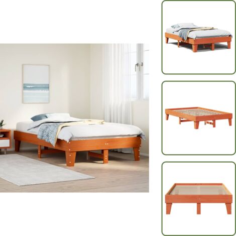 Somier de madera - vidaXL Estructura de cama sin colchón madera maciza marrón 135x190 cm - Cama de pino