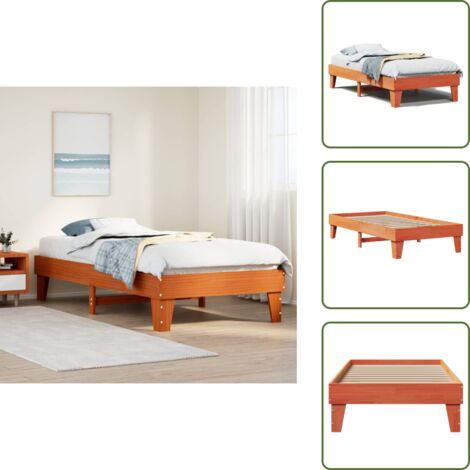 Somier de madera - vidaXL Estructura de cama sin colchón madera maciza marrón 75x190 cm - Cama de pino